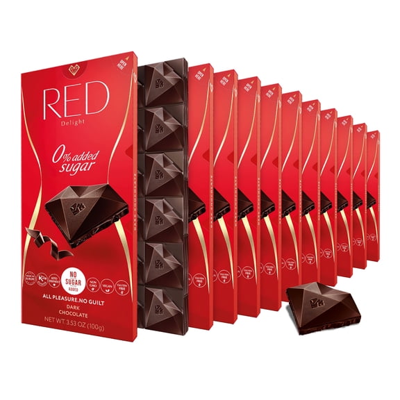 RED Delight Dark Chocolate Full Size Bars (3.53 Ounces Each)