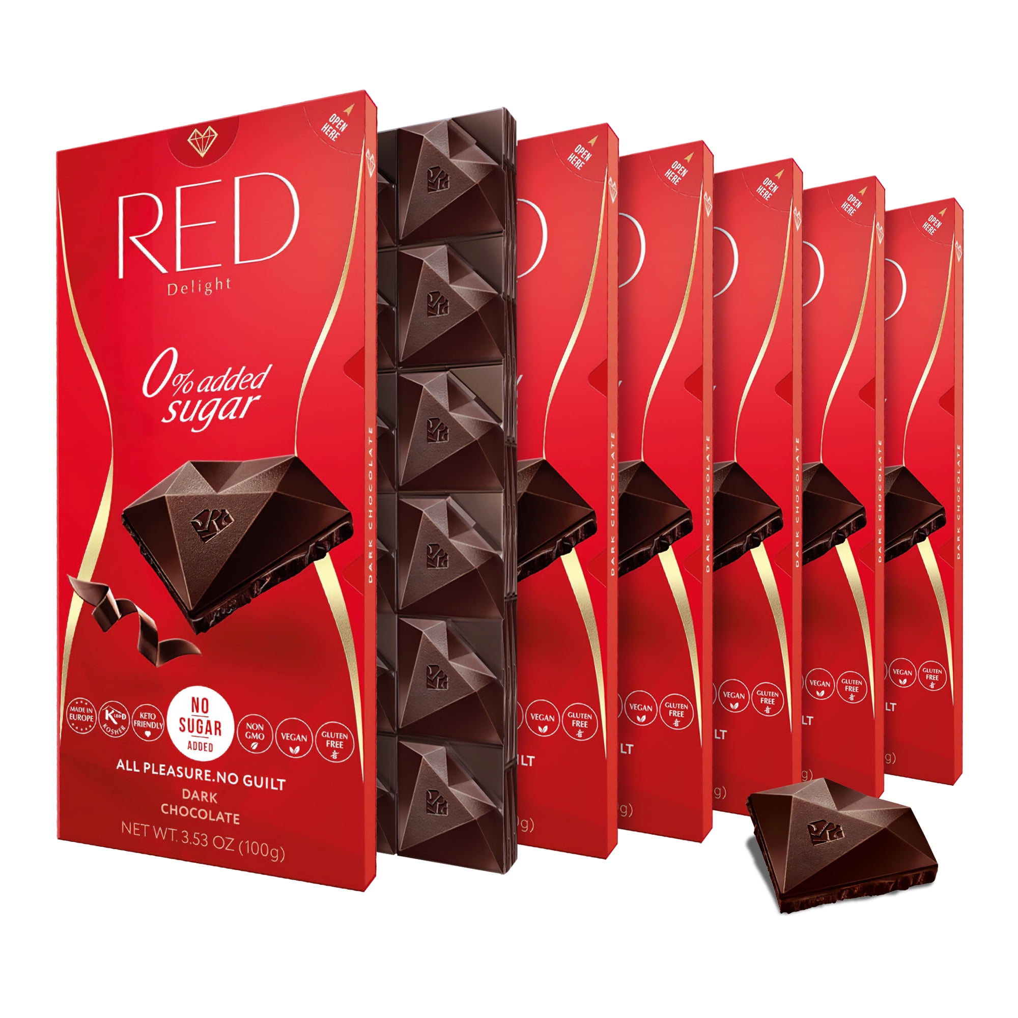 RED Delight Dark Chocolate Full Size Bars (3.53 Ounces Each)