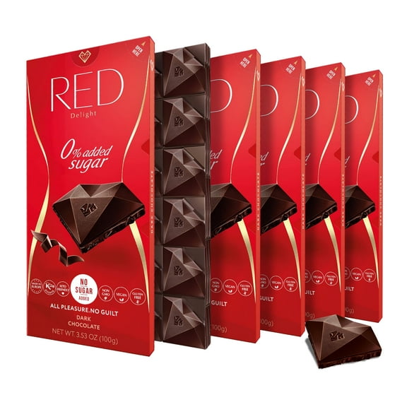 RED Delight Dark Chocolate Full Size Bars (3.53 Ounces Each)