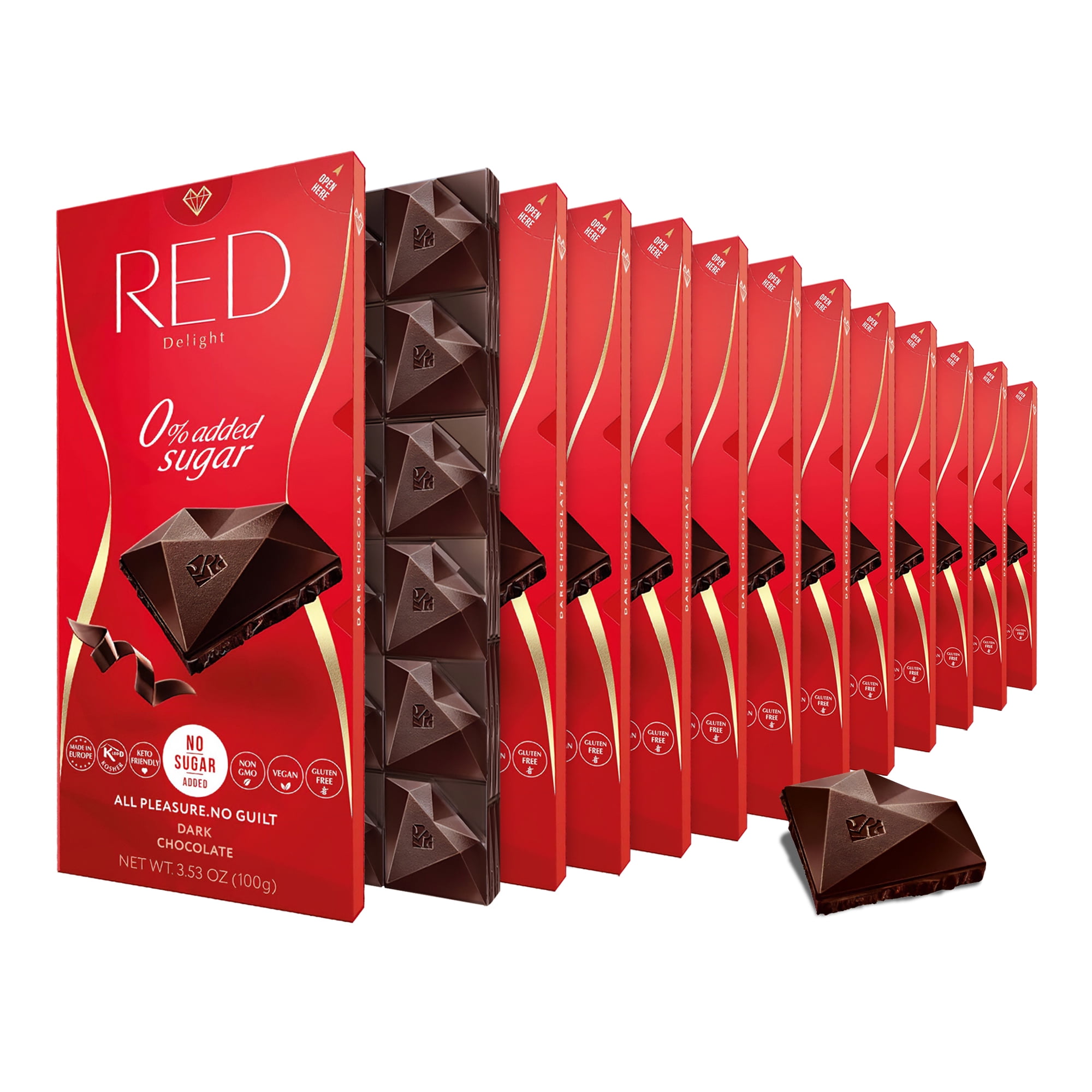 RED Delight Dark Chocolate Full Size Bars (3.53 Ounces Each)