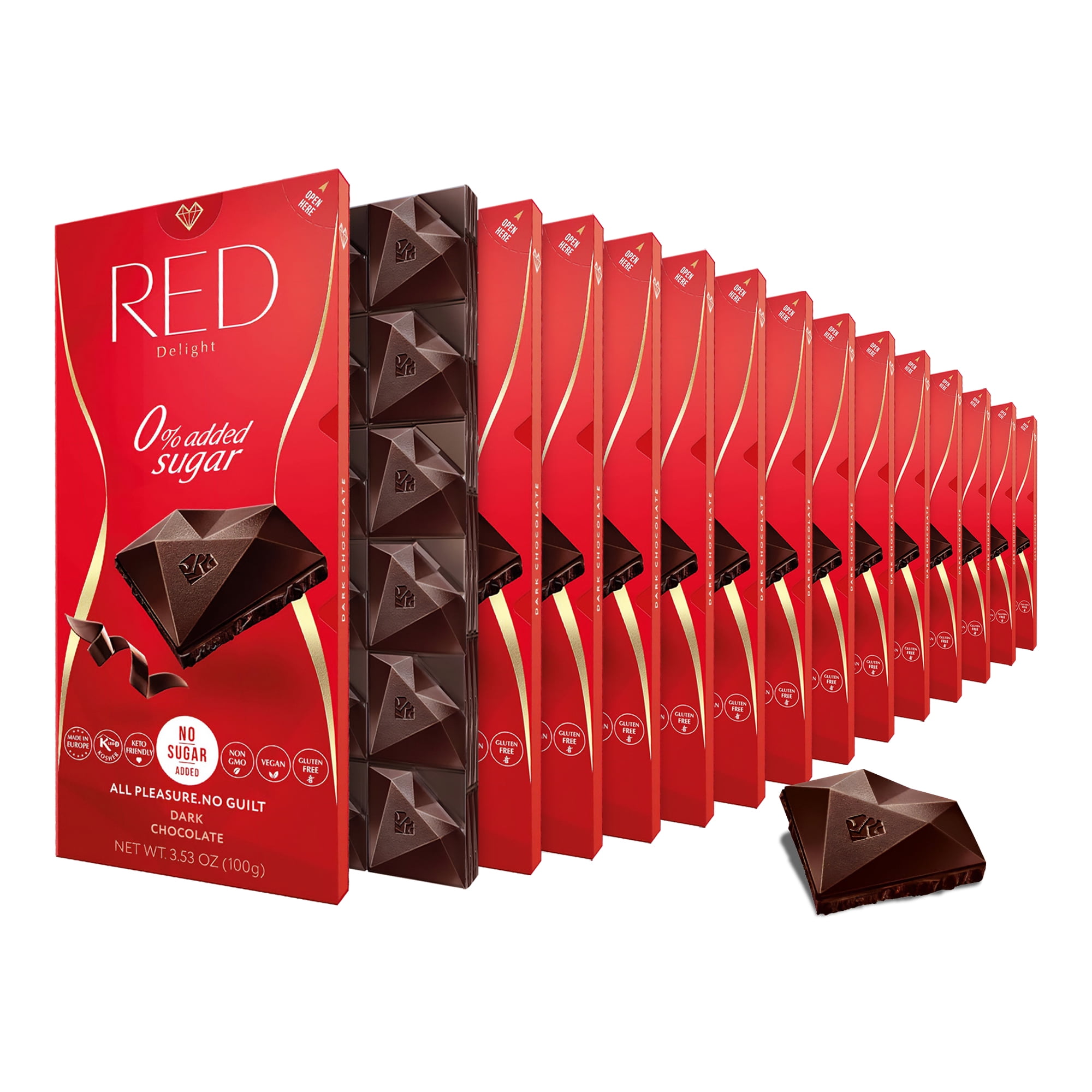 RED Delight Dark Chocolate Full Size Bars (3.53 Ounces Each)