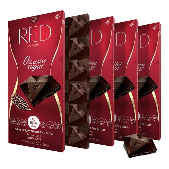 RED Delight Extra Dark Chocolate Full Size Bars (3.53 Ounces Each)