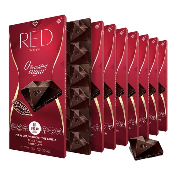 RED Delight Extra Dark Chocolate Full Size Bars (3.53 Ounces Each)