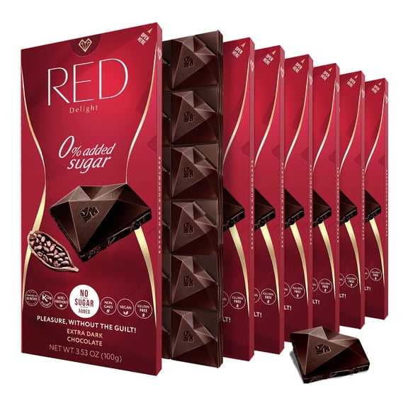 RED Delight Extra Dark Chocolate Full Size Bars (3.53 Ounces Each)