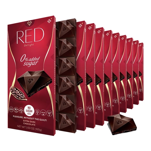 RED Delight Extra Dark Chocolate Full Size Bars (3.53 Ounces Each)