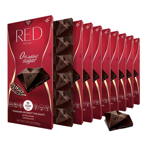 RED Delight Extra Dark Chocolate Full Size Bars (3.53 Ounces Each)