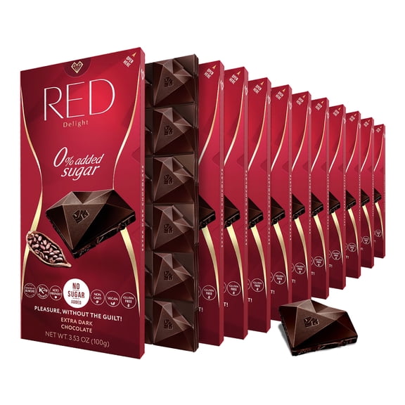 RED Delight Extra Dark Chocolate Full Size Bars (3.53 Ounces Each)