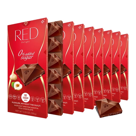 RED Delight Hazelnut and Macadamia Milk Chocolate Full Size Bars (3.53 Ounces Each)