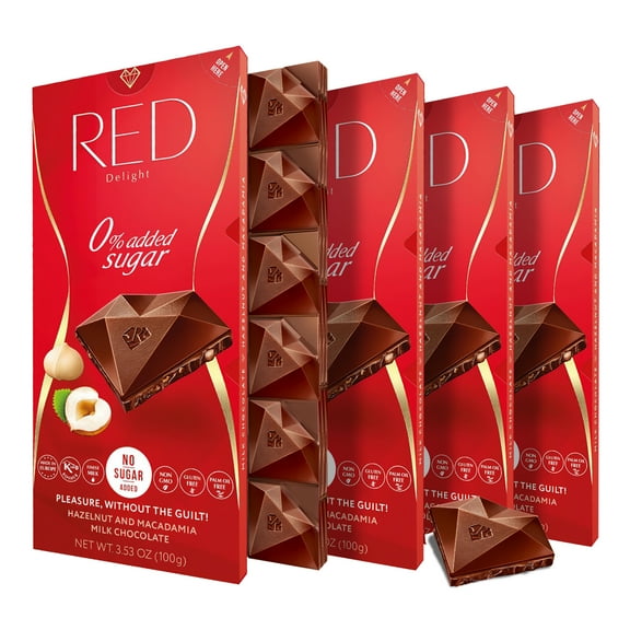 RED Delight Hazelnut and Macadamia Milk Chocolate Full Size Bars (3.53 Ounces Each)