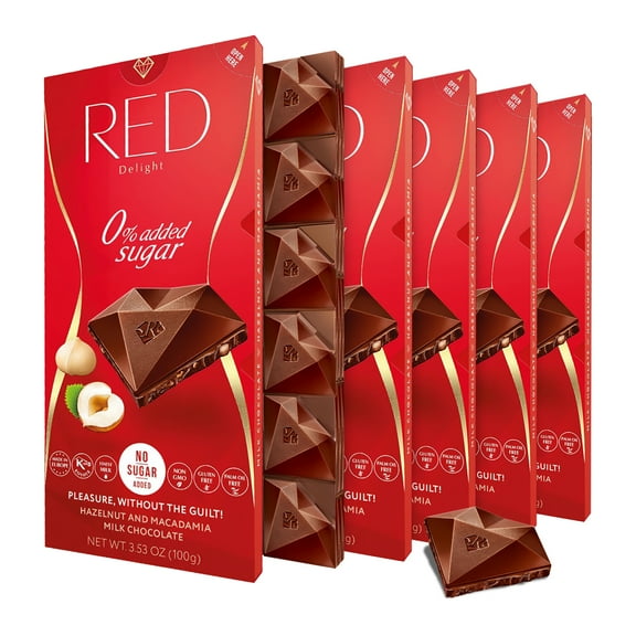 RED Delight Hazelnut and Macadamia Milk Chocolate Full Size Bars (3.53 Ounces Each)