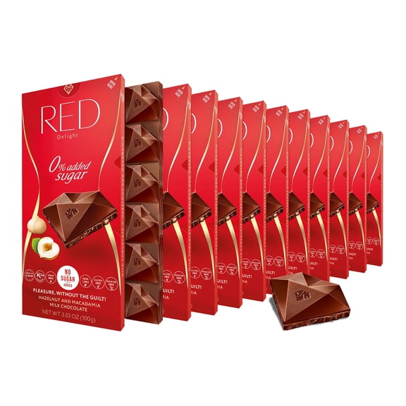 RED Delight Hazelnut and Macadamia Milk Chocolate Full Size Bars (3.53 Ounces Each)