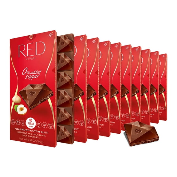 RED Delight Hazelnut and Macadamia Milk Chocolate Full Size Bars (3.53 Ounces Each)