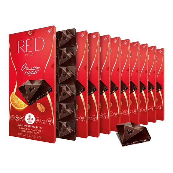 RED Delight Orange and Almond Dark Chocolate Full Size Bars (3.53 Ounces Each)