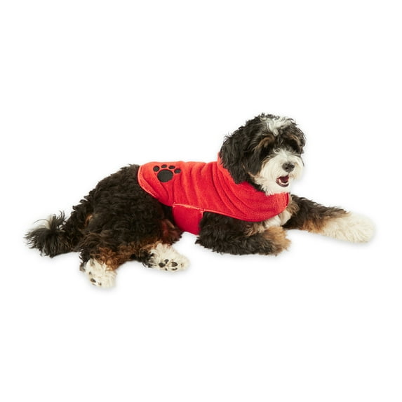 DII Red Embroidered Paw Small Pet Robe