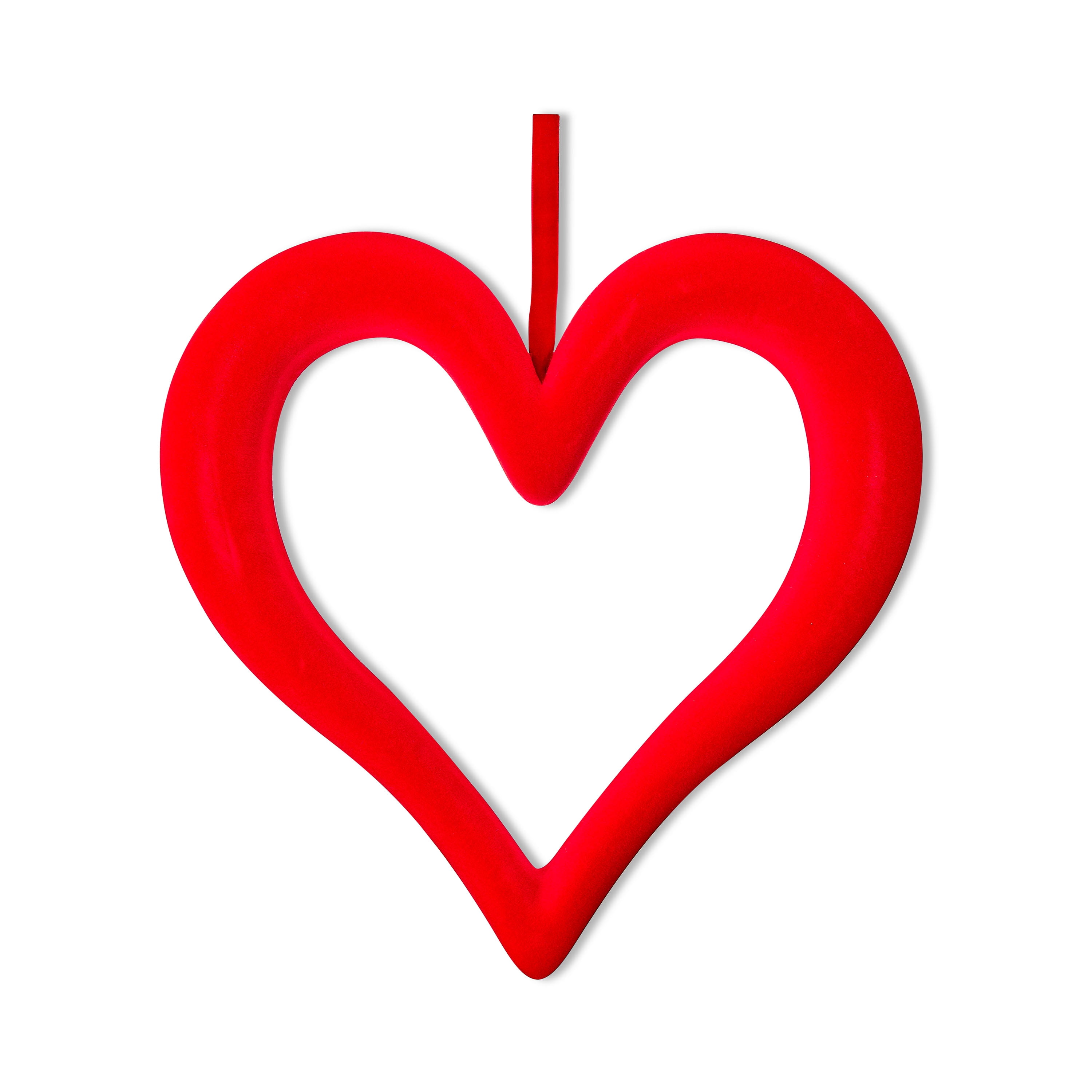 Valentine's Day Red Flocked Heart Wreath, 17.5 in, by Way To Celebrate