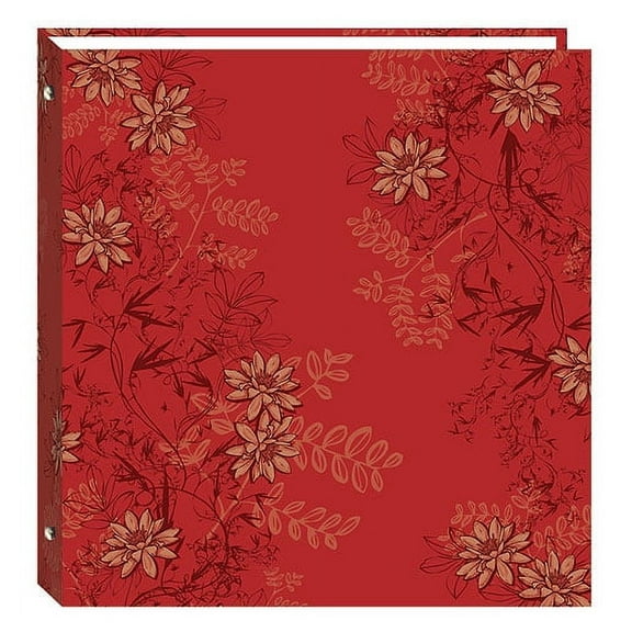 RED FOLIAGE 3-ring album w EZ-stick magnetic pages