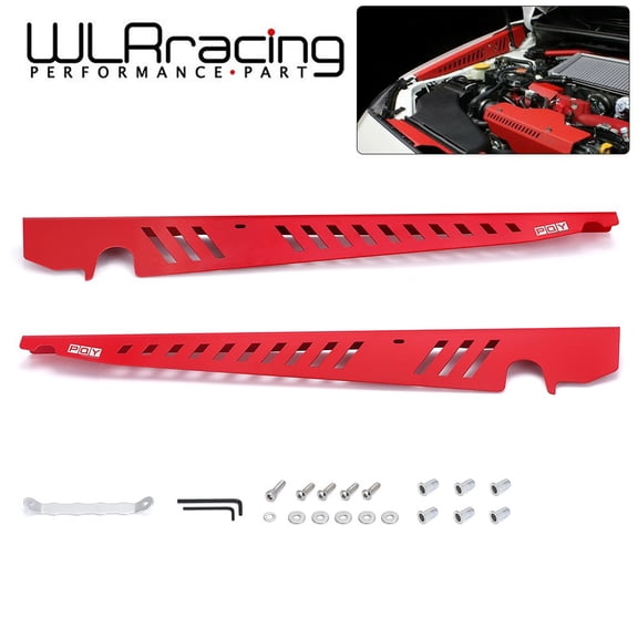 RED Fender Shrouds Kit Aluminum Panel Plate Engine Bay For 15-20 Subaru WRX STI