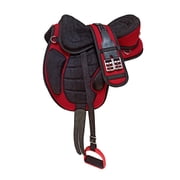 RED Freemax English Treeless Synthetic Horse Saddle Matching Girth & Stirrups