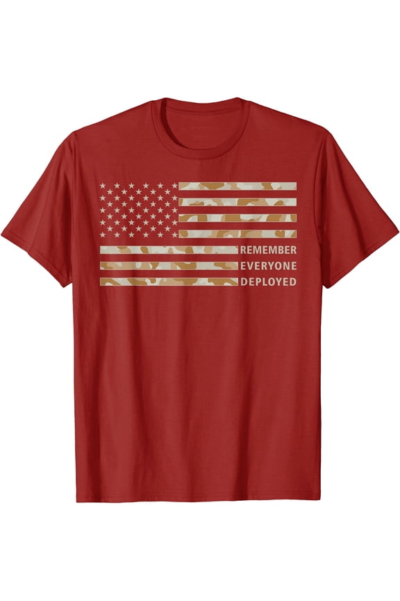 RED Friday Remember Everyone Deployed Military Camo Flag Tan T-Shirt, Unisex T-Shirt