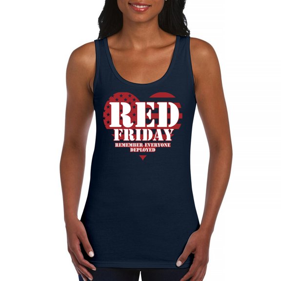 RED Friday Remember Everyone Deployed Women's Tank Top Until They All Come Home Military US Flag American Patriot