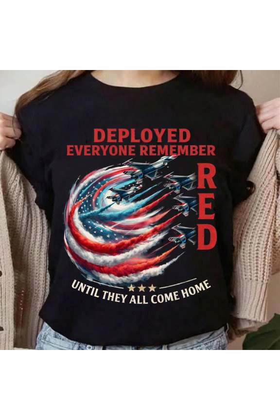 RED Friday T-Shirt, Remember Everyone Deployed Tee, Veteran Family Gift, Military American Flag, Patriotic Soldier Support