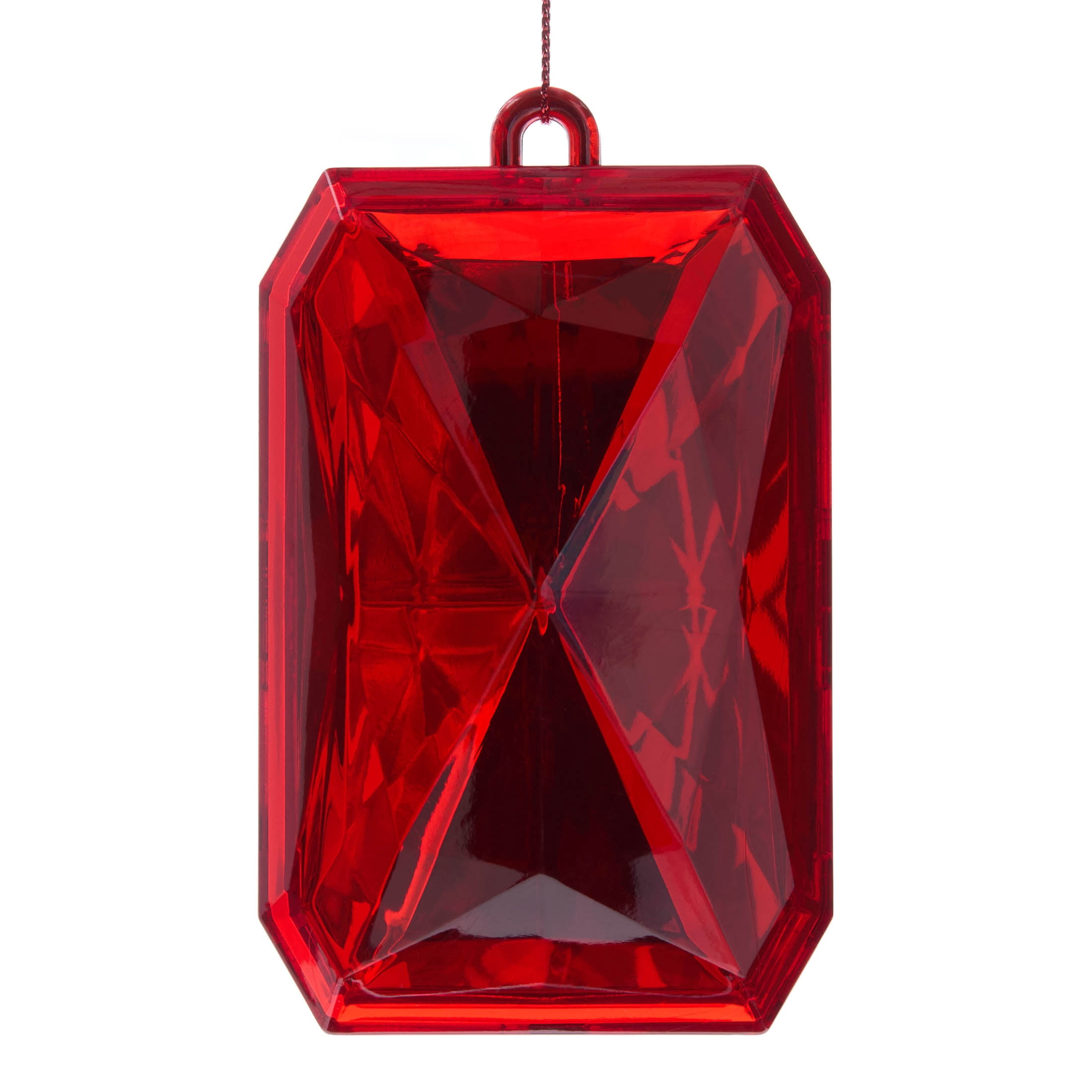 Red Rectangle Gem Christmas Ornament, 4.5", by Holiday Time