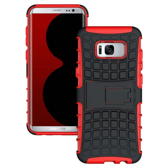 RED GRENADE GRIP RUGGED TPU SKIN HARD CASE COVER STAND FOR SAMSUNG GALAXY S8 PLUS, SM-G955, S8+