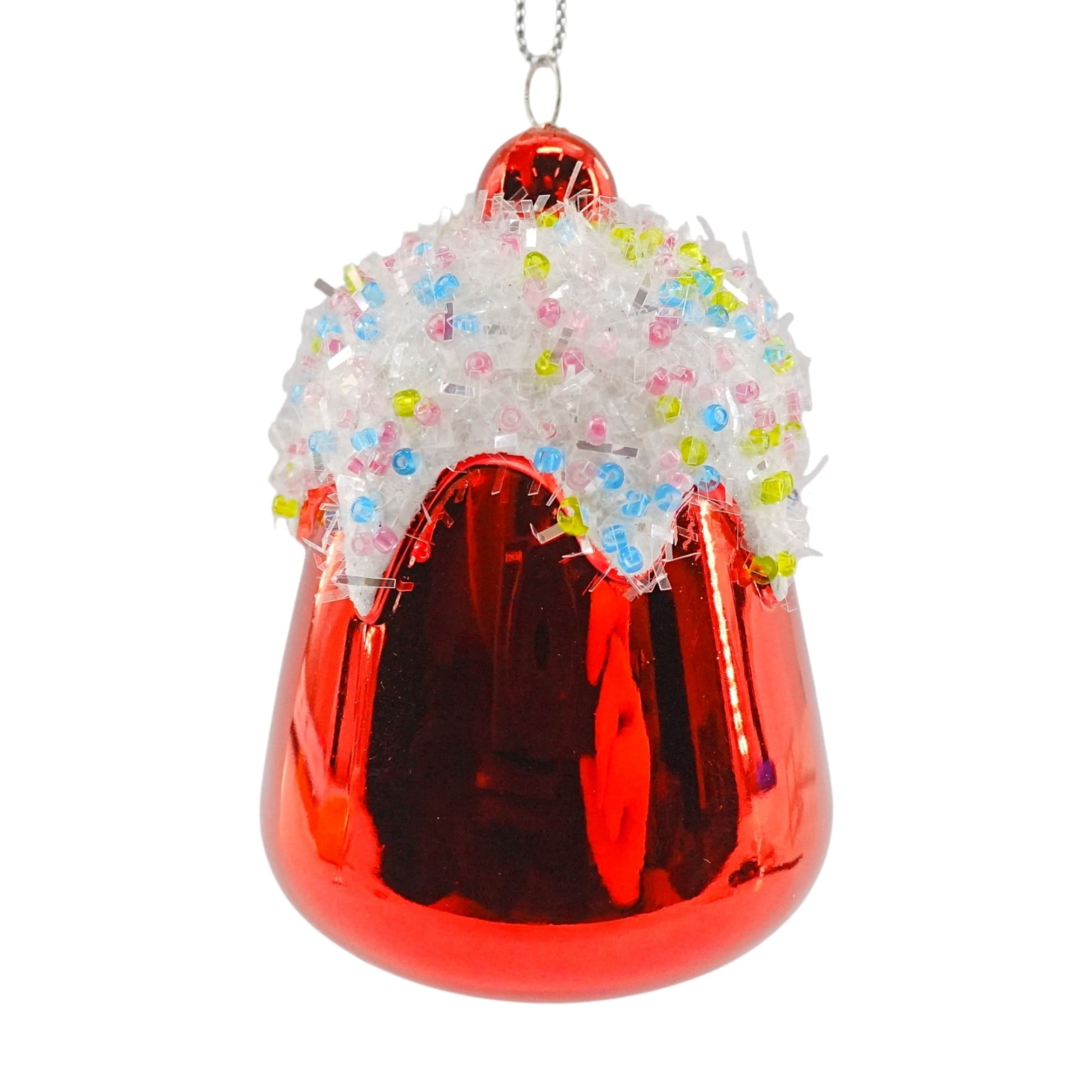 Red and White Metallic and Glitter Gumdrop Christmas Ornament, 3.5", by Holiday Time