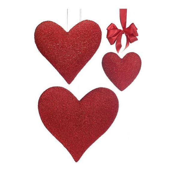 RED HANGING HEART 3 ASSORTED SIZES
