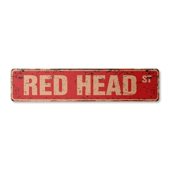 RED HEAD Vintage Plastic Street Sign hair redhead dye beautician | Indoor/Outdoor |  36" Wide