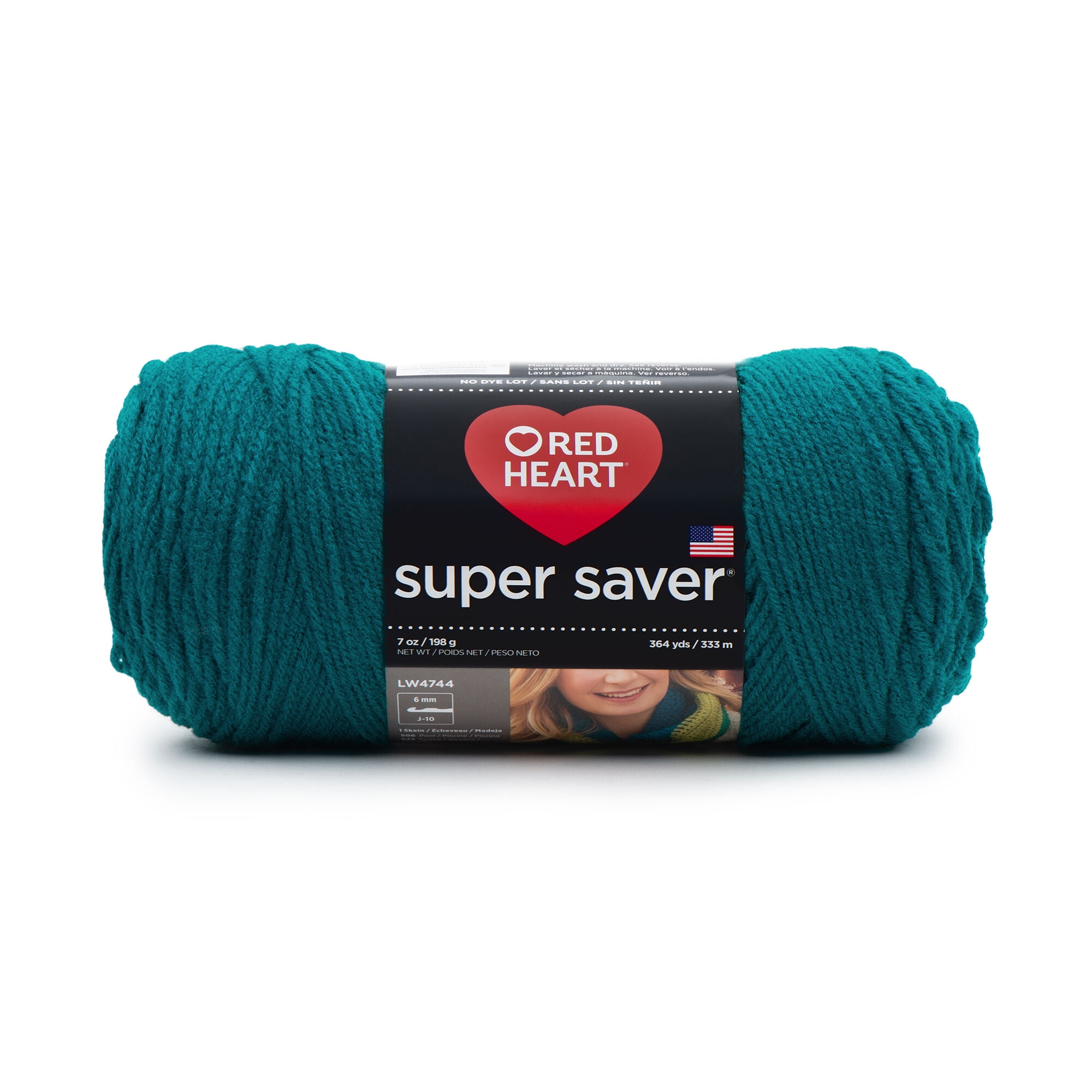 Red Heart® Super Saver® Color Block™ #4 Medium Acrylic Yarn, Liquid Teal  10oz/283g, 482 Yards (4 Pack)