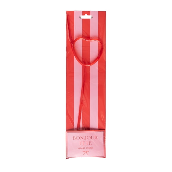 Bonjour Fte Red Heart Straw, Disposable Party Supplies, Valentines
