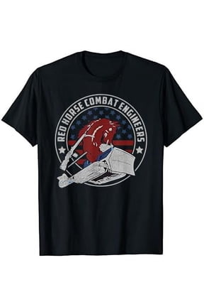 RED HORSE Combat Engineer US Military Graphic T-Shirt, Size S-5XL