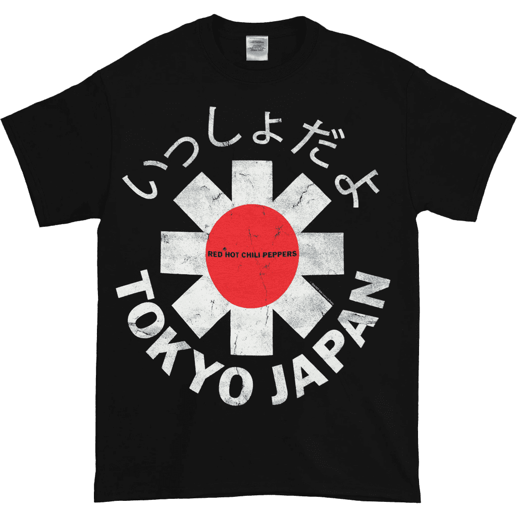 Loose Fit Vintage-look printed T-shirt - Black/Red Hot Chili