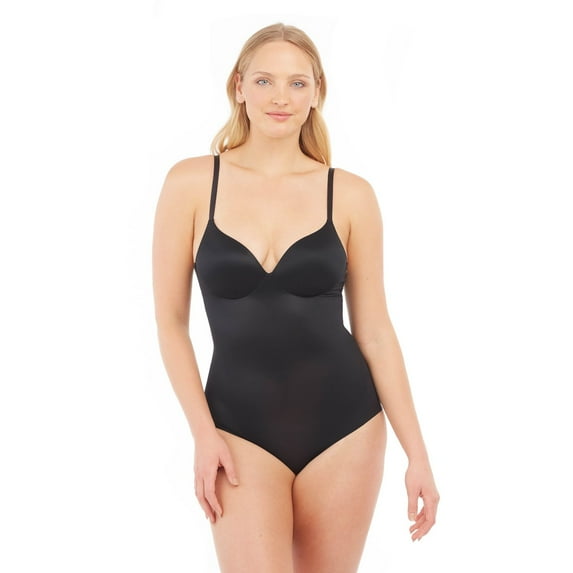 RED HOT by SPANX® Women's Moderate Control Shapewear Flawless Finish Cupped Low Back Panty Bodysuit 10283R Color: Very Black Size: X LARGE