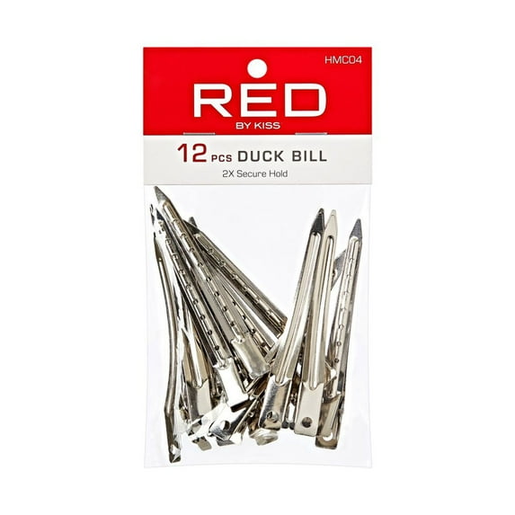 RED KISS 12 DUCK BILL CLIPS