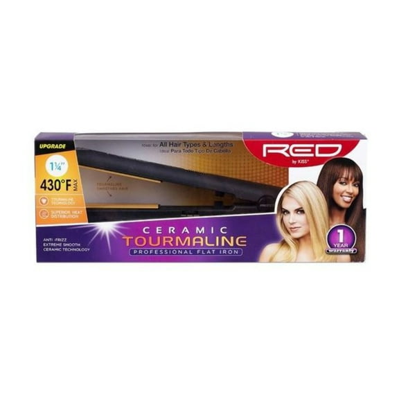 RED KISS Ceramic Tourmaline Professional Flat Iron Wet To Dry 1 1/4" FI125 Beauty Supply