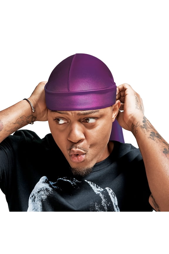 Bow Wow X Power Wave Extreme Shine Silky Durag, Breathable, Long Tail Doo Rag for Maximum Wave Compression, Smooth Wide Straps, Durable Headwrap Turban Style (Purple)