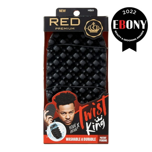 RED by Kiss Premium Bow Wow X Twist King Brush for Black Men Afro 4C Curl Hair, Durable Washable  Sponge Racket for Barbers and Daily Use, Ideal for Curly, Coiled, 4C Hair