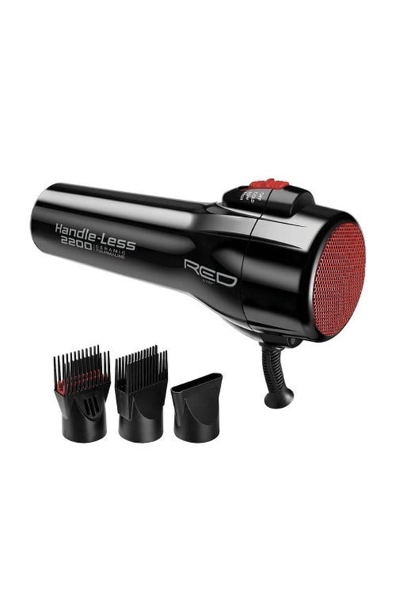 Handle-Less 2200W Ceramic Tourmaline Hair Dryer, 3 Heat Settings, Pro Blow Dryer with Comb Attachment, Ionic for Frizz-Free Shine, Detangler & Straightening for 4C