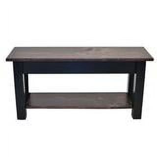 RED MAHOGANY AND BLACK BENCH WITH SHELF-72