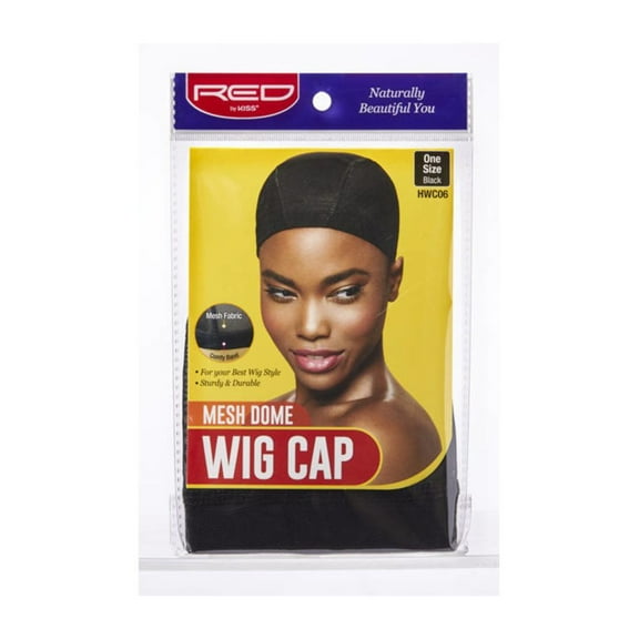 RED MESH DOME WIG CAP BLACK REGULAR SIZE