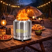 Red Mountain Valley 5.51" Stainless Steel Smokeless Tabletop Fire Pit, Foldable Mini Fire Bowl with Silicone Heat Pad & Carry Bag for Patio, Balcony, Camping & Ventilated Indoor Use
