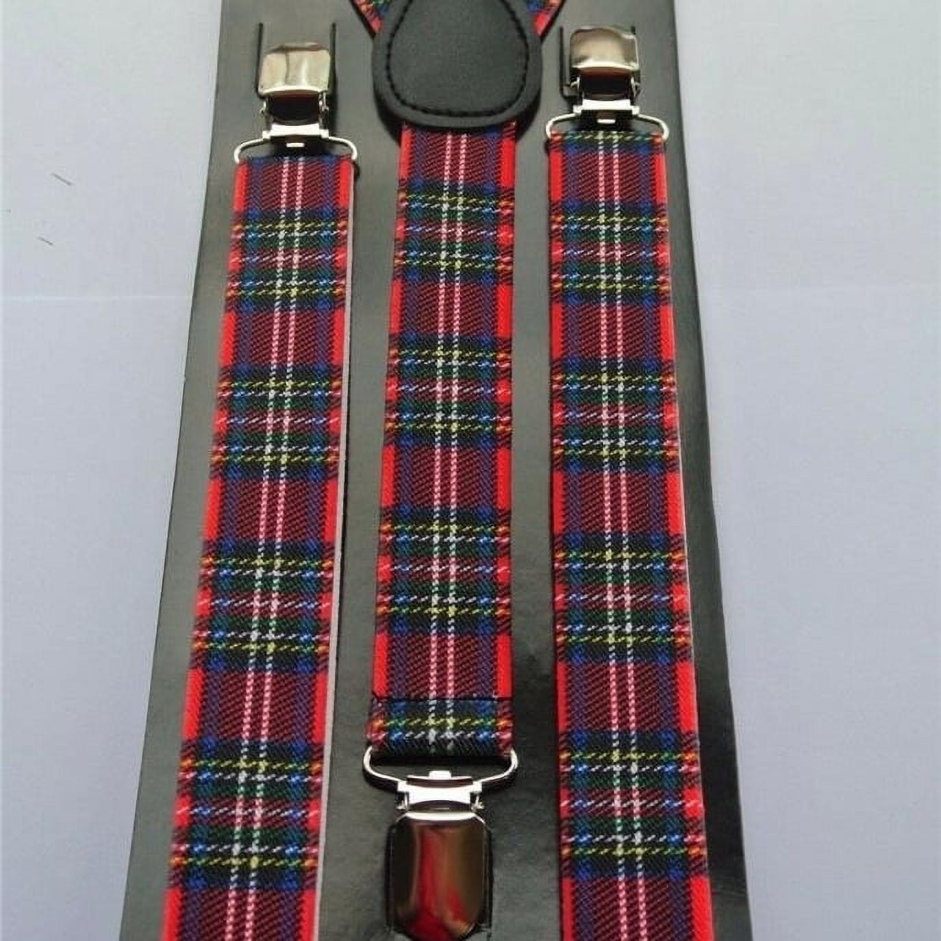 COPPER CHEF RED NAVY Tartan Royal Stewart Plaid Scottish SUSPENDERS Unisex Adjustable - New with box/tags