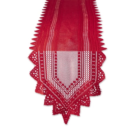 DII Red Nordic Lace Table Runner 14x72"