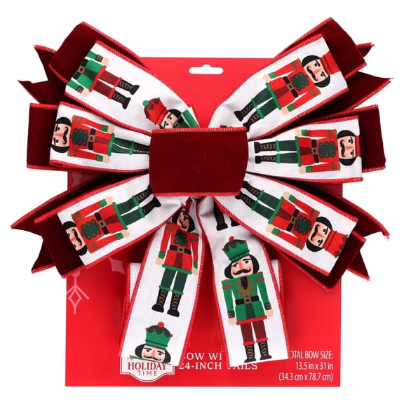 Multicolor Nutcracker Decorative Christmas Bow, 31", by Holiday Time