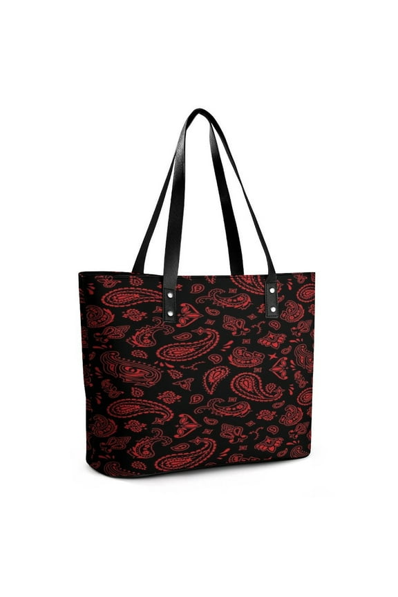 RED PAISLEY Velvet Edition Woman Leather Handbags Large Tote Bag Fashion Portable Handbags With Zipper