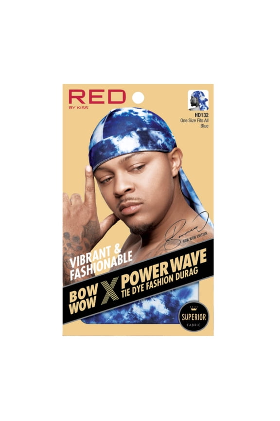 RED by Kiss Bow Wow X Power Wave Tie Dye Silky Durag for Men Waves Silky Doo Rag (Blue)