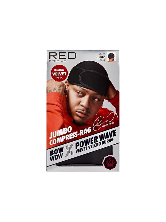 Premium Bow Wow X Power Wave Durag, 360 Wave Compression Cap for Men & Women, Adjustable Hook-&-Loop Strap, Stylish & Durable, Ideal for Locs, Braids, Finger Waves (Jumbo Velvet - Black)