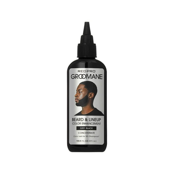 RED Pro GROOMANE Beard & Lineup Color Enhancement for Airbrush, Natural Semi-Permanent Barber Beard Dye, Long-Lasting Gray Coverage, Men Hairline Color (Black (Concentrate), 3.5 fl.oz)
